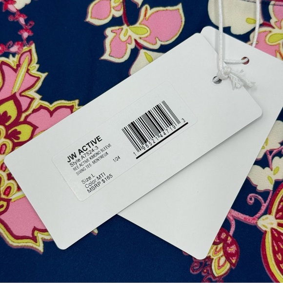 NWT Johnny Was Active Women’s Blue Pink Graphic Long Kimono Sleeve Shirt Large - Picture 8 of 16